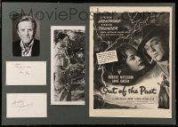 7x0351 OUT OF THE PAST 4 signed items in 16x22 display '60s by Mitchum, Greer, Douglas AND Fleming!