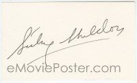 7x0999 SIDNEY SHELDON signed 3x5 index card '90s with two photos and a biography!