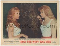 7x0115 HOW THE WEST WAS WON signed LC #7 '64 by Debbie Reynolds, who's with Carroll Baker by tree!