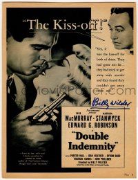 7x0252 BILLY WILDER signed magazine ad '44 great different advertising image for Double Indemnity!