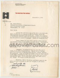 7x0004 CHARLTON HESTON signed 8x11 letter '76 thanking Mallery for defending him &invite to his show