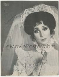 7x0246 CHER signed 8x10 magazine page '70s portrait of the pop singer wearing a period dress!