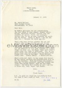 7x0010 FRANK CAPRA signed 7x11 letter '78 profusely thanking Mallery & discussing his Wonderful Life