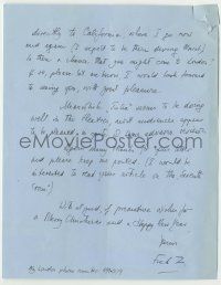 7x0012 FRED ZINNEMANN signed 6x8 letter '77 thanking David Mallery for his great praise of Julia!