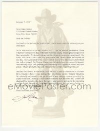 7x0027 JACK ELAM signed 9x11 letter '97 telling of meeting Frank Sinatra, who he much admires!