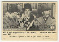 7x0570 JOE DERITA signed 3x4 Fleer trading card #37 '66 in a wacky 3 Stooges scene with Moe & Larry!
