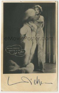 7x0504 MARLENE DIETRICH signed 4x6 publicity card '54 when she appeared at the Cafe de Paris!