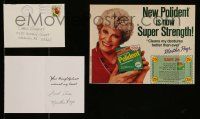 7x0465 MARTHA RAYE signed 4x5 greeting card '91 includes a Polident ad showing her!