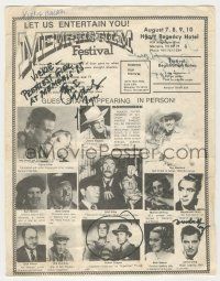 7x0511 MEMPHIS FILM FESTIVAL signed 9x11 flyer '85 by Gene Evans, Macdonald Carey AND Robert Shayne!