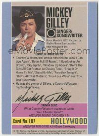 7x0585 MICKEY GILLEY signed 3x4 trading card '91 it can be framed with a vintage or repro still!