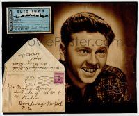 7x0249 MICKEY ROONEY signed 10x12 magazine page '42 with a Men of Boys Town movie ticket & envelope!