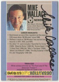 7x0587 MIKE WALLACE signed 3x4 trading card '91 it can be framed with a vintage or repro still!