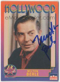 7x0588 MILTON BERLE signed 3x4 trading card '91 it can be framed with a vintage or repro still!