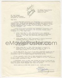 7x0031 OLIVIA DE HAVILLAND signed 8x11 letter '56 requesting her complete file immediately be sent!