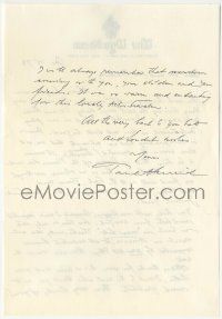 7x0020 PAUL HENREID signed 7x11 letter '73 telling that his play wasn't praised by New York Times!