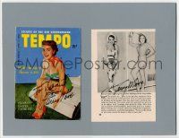 7x0207 TERRY MOORE 2 signed magazine pages in 9x11 display '54 when she was featured in Tempo!
