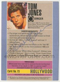 7x0601 TOM JONES signed 3x4 trading card '91 it can be framed with a vintage or repro still!