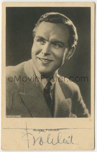 7x0457 GUSTAV FROHLICH signed German 4x6 postcard '30s great head & shoulders smiling portrait!