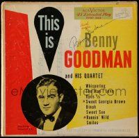 7x0369 BENNY GOODMAN signed record sleeve '52 his double album This is Benny Goodman & His Quartet!