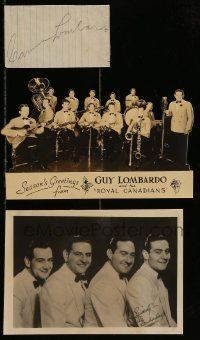 7x0523 CARMEN LAMBARDO signed 3x4 cut album page '40s includes greeting card & publicity photo!