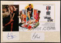 7x0342 LIVE & LET DIE signed cut album pages in 16x22 display'80s by BOTH Jane Seymour & Roger Moore