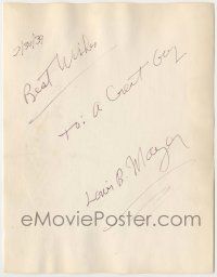 7x0533 LOUIS B. MAYER signed signed 8x10 cut album page '39 can be framed with a repro still!