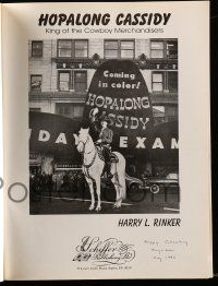 7x0179 HARRY L. RINKER signed softcover book '95 on his Hopalong Cassidy merchandise guide!
