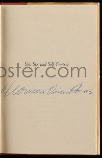 7x0169 NORMAN VINCENT PEALE signed first edition hardcover book '65 Sin, Sex and Self-Control!
