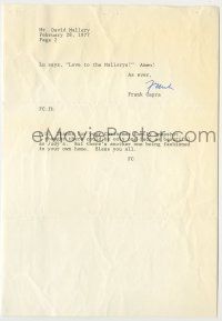 7x0009 FRANK CAPRA signed 7x11 letter '77 bringing David Mallery up to date on his life events!