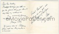 7x0463 GEORGE CUKOR signed 6x6 greeting card '77 he wrote a nice letter & sent a cute dog photo!