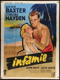 7y383 COME ON French 1p '56 different Boris Grinsson art of sexy Anne Baxter & Sterling Hayden!