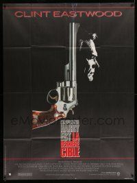7y395 DEAD POOL French 1p '88 Clint Eastwood as tough cop Dirty Harry, cool smoking gun image!