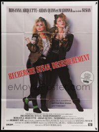 7y402 DESPERATELY SEEKING SUSAN French 1p '85 great image of sexy bad Madonna & Rosanna Arquette!