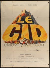 7y414 EL CID French 1p '62 Anthony Mann Spanish war epic, great title treatment artwork, rare!