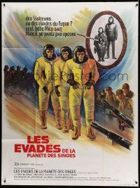 7y416 ESCAPE FROM THE PLANET OF THE APES French 1p '71 different sci-fi art by Boris Grinsson!
