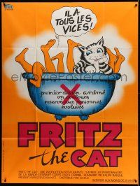 7y432 FRITZ THE CAT French 1p '72 Ralph Bakshi sex cartoon, wacky different art with legs in bath!