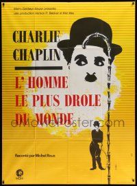 7y434 FUNNIEST MAN IN THE WORLD French 1p '70 two great artwork images of Charlie Chaplin by Hurel!