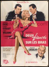 7y454 I'D RATHER BE RICH French 1p '64 Grinsson art of Sandra Dee, Robert Goulet & Andy Williams!