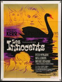 7y458 INNOCENTS French 1p '62 different art of Deborah Kerr & swan, Henry James' classic story!