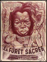 7y475 LA FORET SACREE French 1p '50s Pierre-Dominique Gaisseau's Sacred Forest, wild voodoo art!