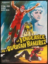 7y478 LA VENGANZA DE HURACAN RAMIREZ French 1p '67 Belinsky art of masked Mexican wrestlers!