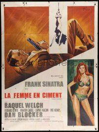 7y479 LADY IN CEMENT French 1p '69 different art of Frank Sinatra & sexy Raquel Welch by Grinsson!