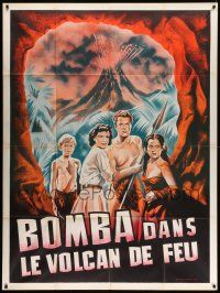 7y490 LOST VOLCANO French 1p R50s Johnny Sheffield as Bomba the Jungle Boy, art of eruption!