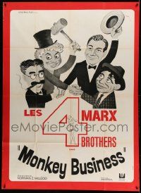 7y511 MONKEY BUSINESS French 1p R60s different Xarrie art of all 4 Marx Brothers including Zeppo!