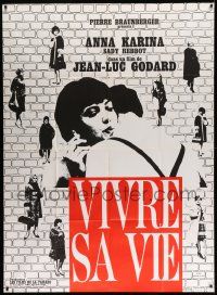7y516 MY LIFE TO LIVE second printing French 1p '62 Jean-Luc Godard's Vivre sa Vie, Anna Karina!
