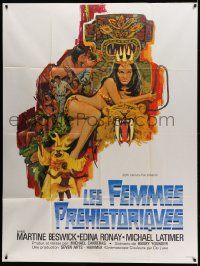 7y536 PREHISTORIC WOMEN French 1p '66 Hammer fantasy, art of sexiest cave babe with whip!