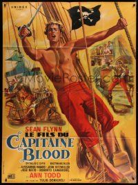 7y565 SON OF CAPTAIN BLOOD French 1p '62 different art of barechested Sean Flynn by Jean Mascii!
