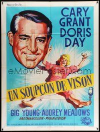 7y578 THAT TOUCH OF MINK French 1p '62 great different artwork of Cary Grant & drunk Doris Day!