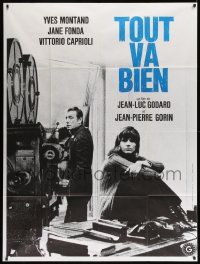 7y597 TOUT VA BIEN French 1p '72 Montand & Jane Fonda by movie camera, Jean-Luc Godard!