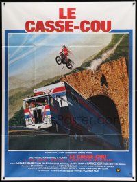 7y610 VIVA KNIEVEL French 1p '77 different Tanenbaum art of the daredevil jumping his motorcycle!